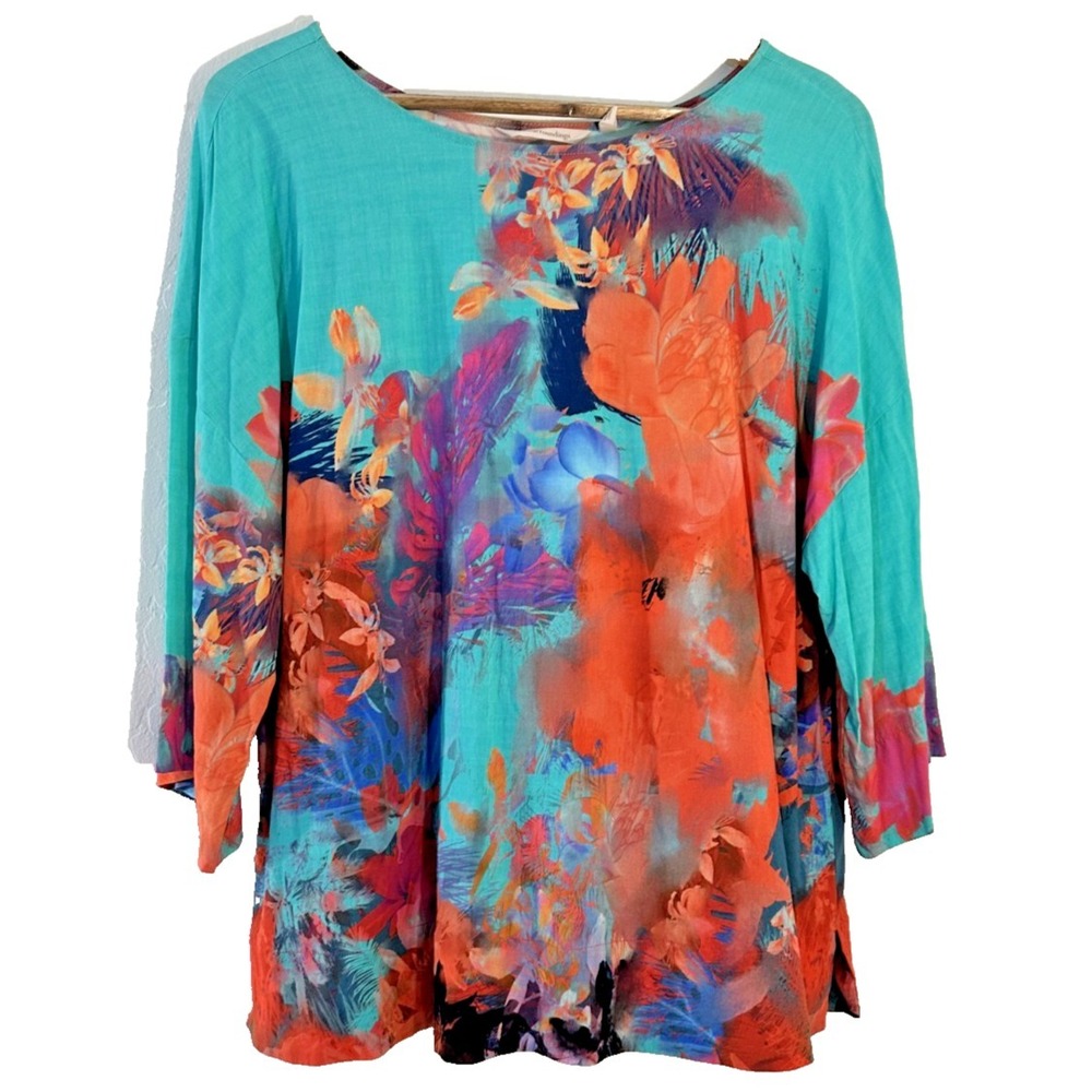 Soft Surroundings Womans Watercolor Artsy‎ Tunic Top Size M Art to Wear Resort